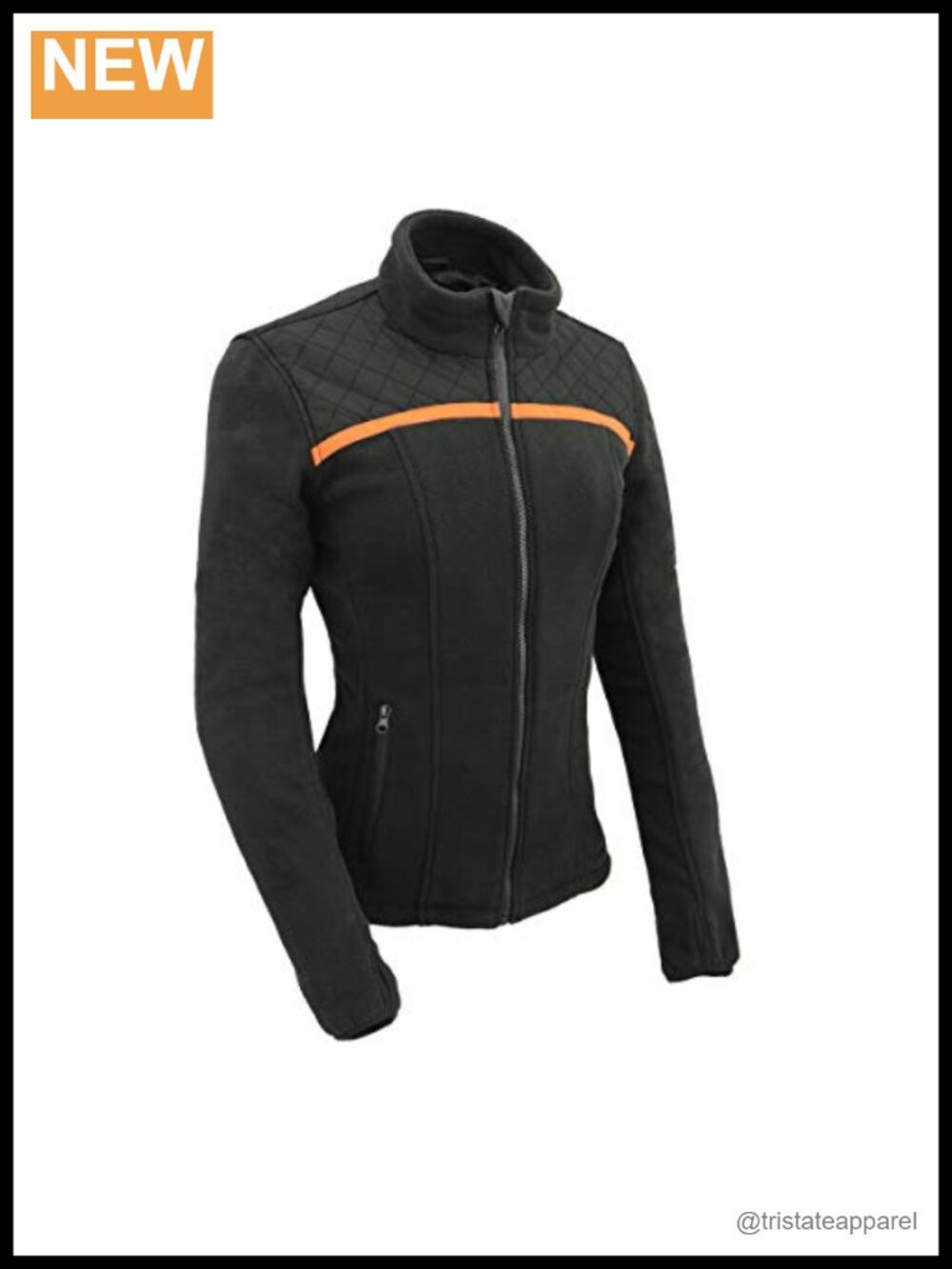 Women's Micro Fleece Zipper Front Jacket with Orange Stripe Quilted Pockets